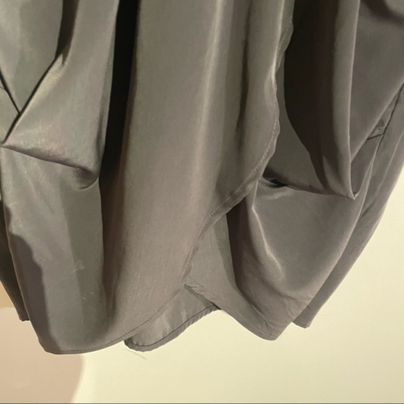 NWT Soprano Nordstrom Evening Dress V-neck Small Gray/ Green Silk Mini Dress - Picture 9 of 13